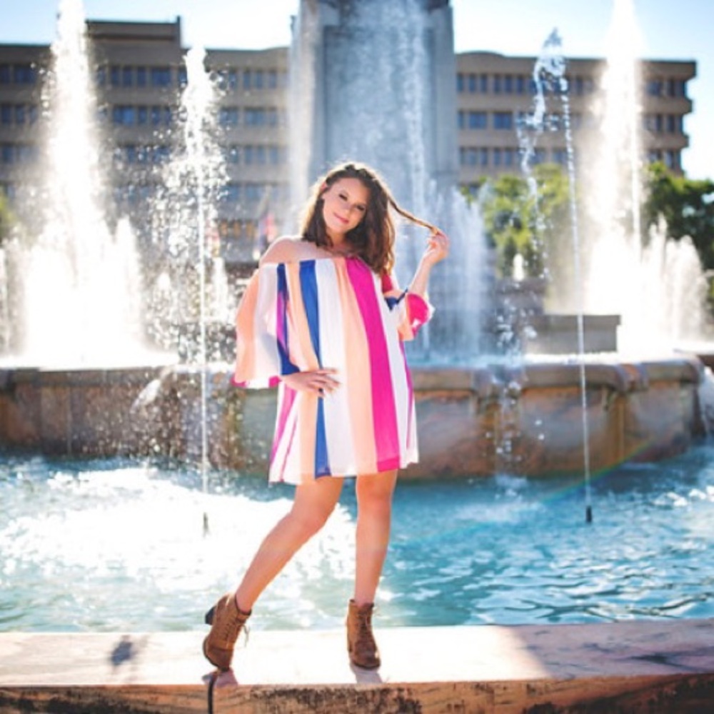 Off the shoulder striped dress